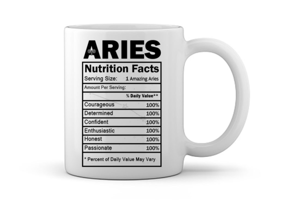 Nutrition Facts Aries Coffee Mug